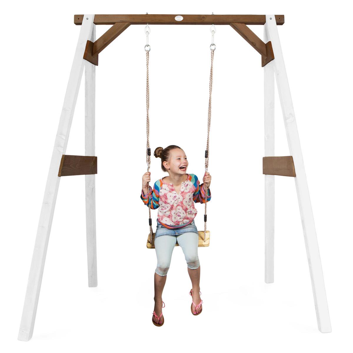 AXI Enkele Houten Schommel in Wit/Bruin - FSC hout - Vrijstaande schommelset voor kinderen met houten schommelzitje - Schommelset voor kinderen - 10 jaar Garantie! — afbeelding 4