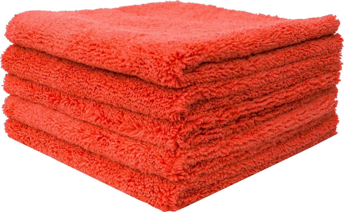 Goedkoopste Microvezel Doeken Super Zacht - 5-PACK / 5 Stuks - 40x40cm - Rood Oranje - Pluche Plush Microfiber Microvezeldoekjes Microvezeldoeken Doekjes - Edgeless - Auto Car Cleaning & Detailing