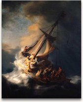 Handgeschilderd schilderij Olieverf op Canvas - Rembrandt van Rijn 'De Storm op Zee'