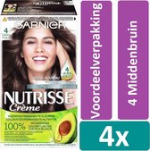 Garnier Nutrisse Crème Haarverf Nutrisse 4 Middenbruin 4 stuks Voordeelverpakking
