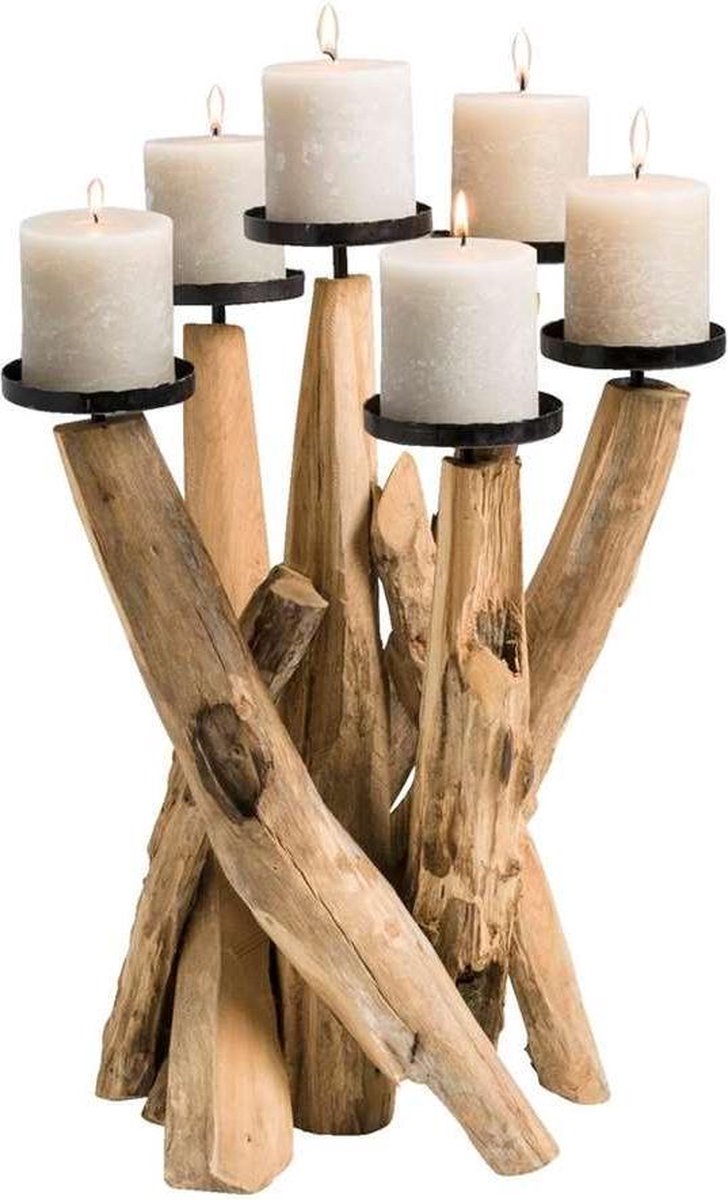 geschenk Heerlijk Snoep Luxe Kandelaar Joy - naturel - 40x30x30 cm - hout - natuurlijk - decoratie  -... | bol.com