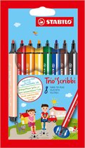STABILO Trio Scribbi - Ergonomische Viltstift - Onverwoestbaar Door Meeverende Schrijfpunt - Etui met 8 Kleuren