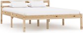 Bedframe Bruin GrenenHout 140x200 cm (Incl LW Anti kras Vilt) - Bed frame met lattenbodem - Tweepersoonsbed Eenpersoonsbed