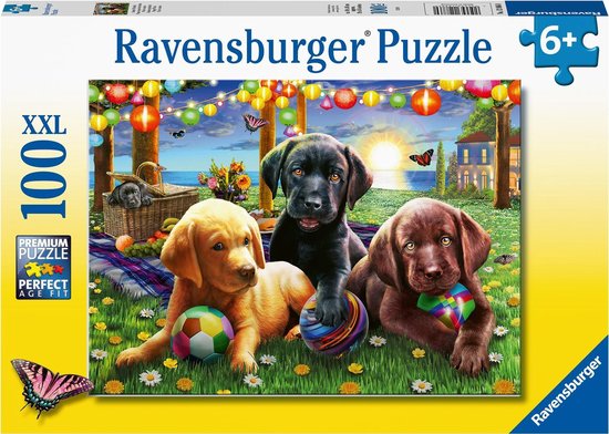 Foto: Ravensburger puzzel honden picknick legpuzzel 100 stukjes