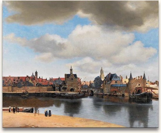 Handgeschilderd schilderij Olieverf op Canvas - Johannes Vermeer 'Zicht op Delft'