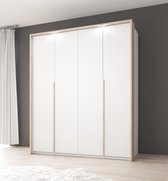 Meubella - Kledingkast Xavi - Wit- Licht eiken - 185 cm