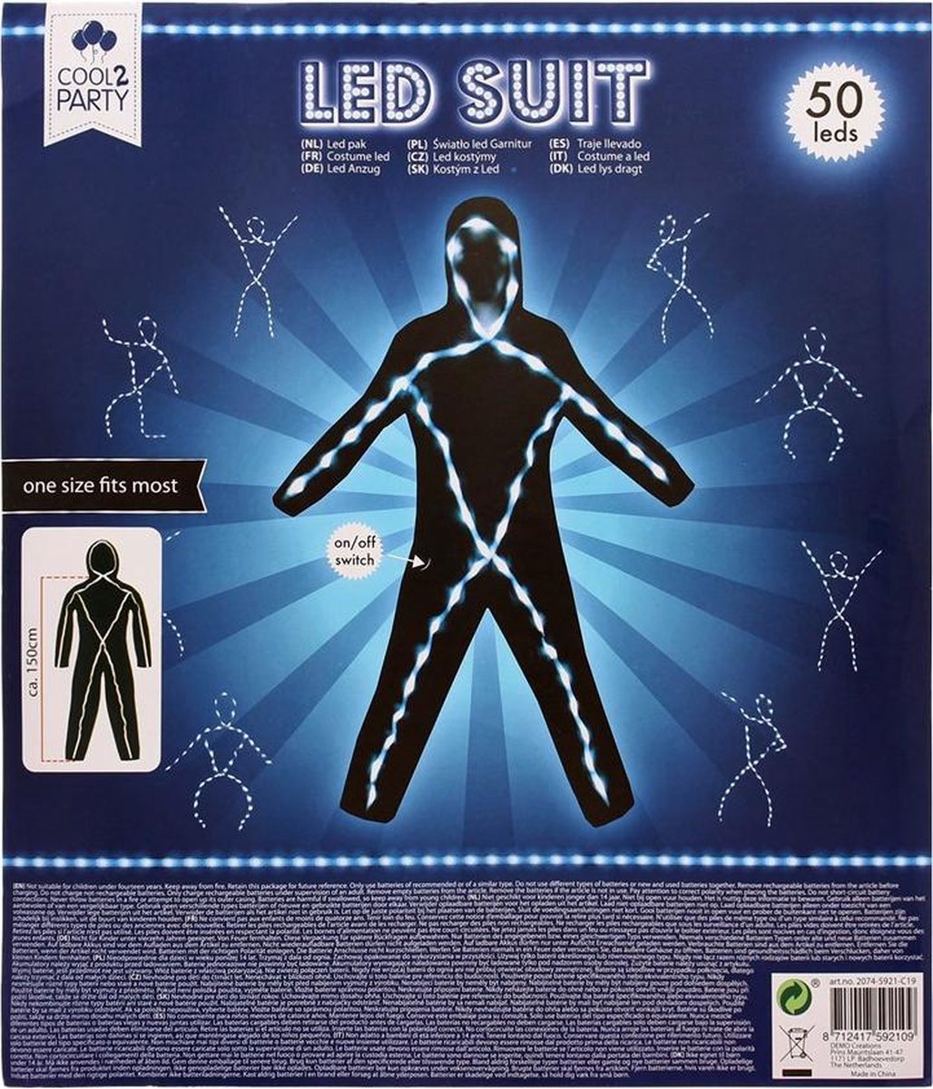 Light suit - led suit - ledsuit - pak met lichtjes - carnaval - verkleden -  led... | bol.com