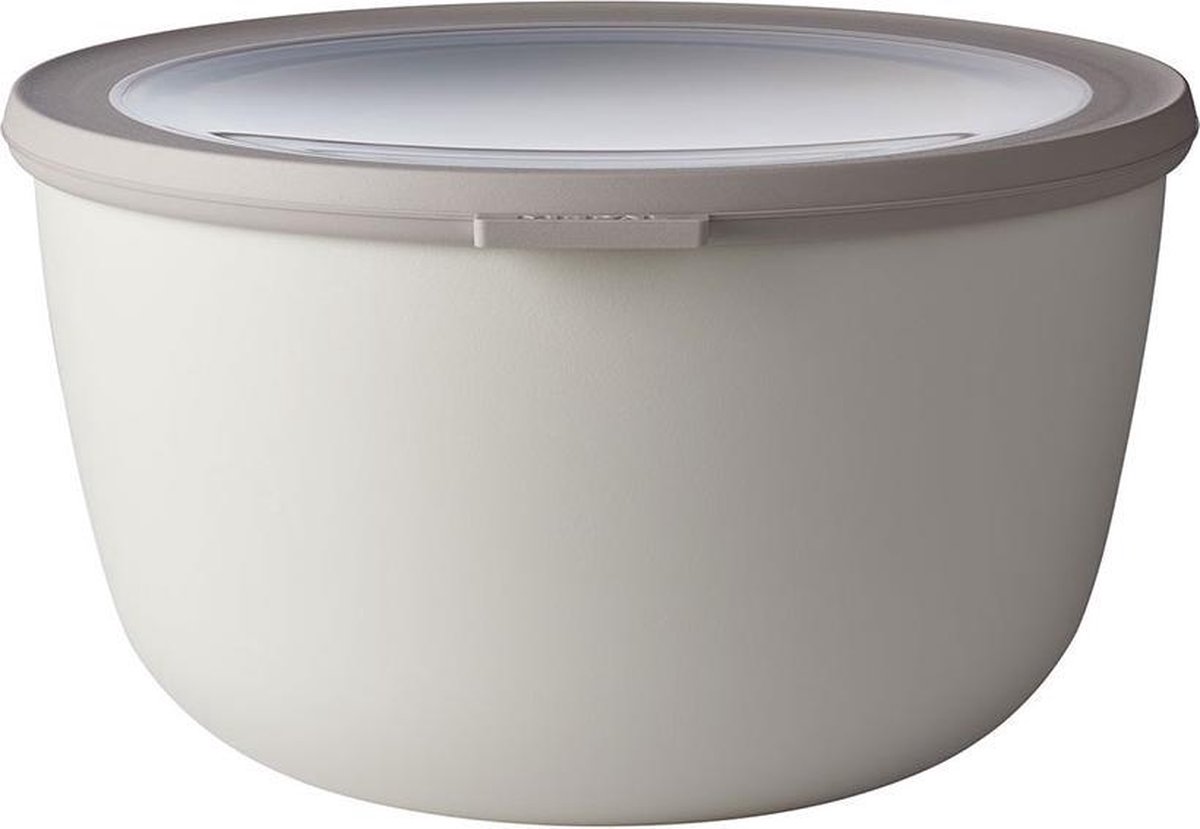 Mepal – Multikom Cirqula rond 3000 ml – Mag in de vriezer, magnetron en vaatwasser – Nordic white – Geschikt als meal prep bakje, vershoudbakje, bewaardoos
