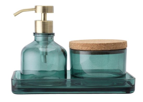 Nylon Kort leven Accommodatie Luxe dienblad glas - groen - 20 x 11 x 2.5 cm - Toilet – badkamer -  sanitair -... | bol.com