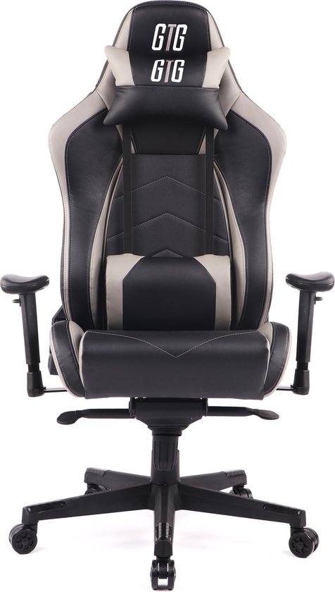 Game stoel GTG GT1 luxe en stevige stoel, zwart -grijs 74x70x130/138cm. E-sports