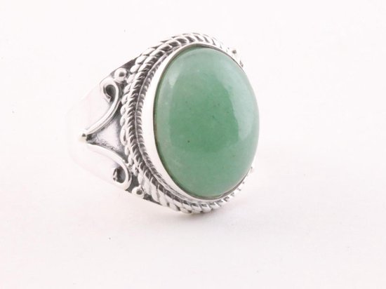 Bewerkte zilveren ring met jade - maat 18 | bol.com