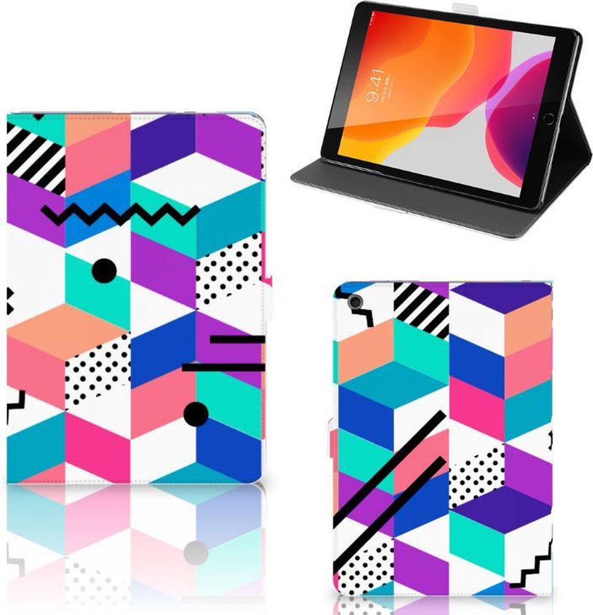 iPad 10.2 2019 | iPad 10.2 2020 | 10.2 2021 Tablet Beschermhoes Blokken Kleurrijk