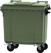 Afvalcontainer 770 liter | Deksel en 4 wielen | 770 liter | Groen