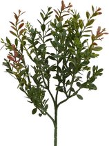 Maxifleur kunstplanten - Kunst Buxustak - Kunsttak - 45 cm - rood-groen - Niet van echt te onderscheiden!