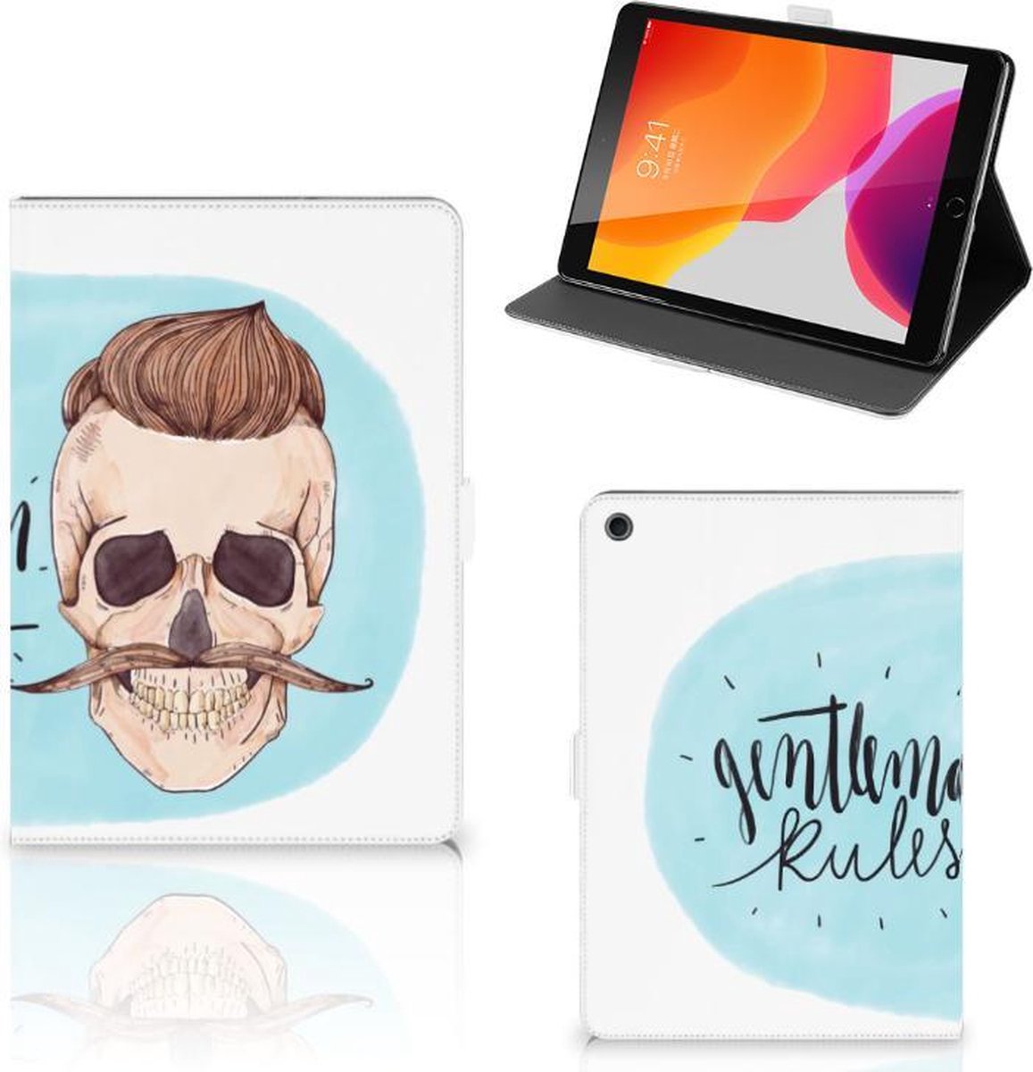Book Case voor Tablettasje iPad 10.2 2019 | iPad 10.2 2020 | 10.2 2021 Gentleman Skull