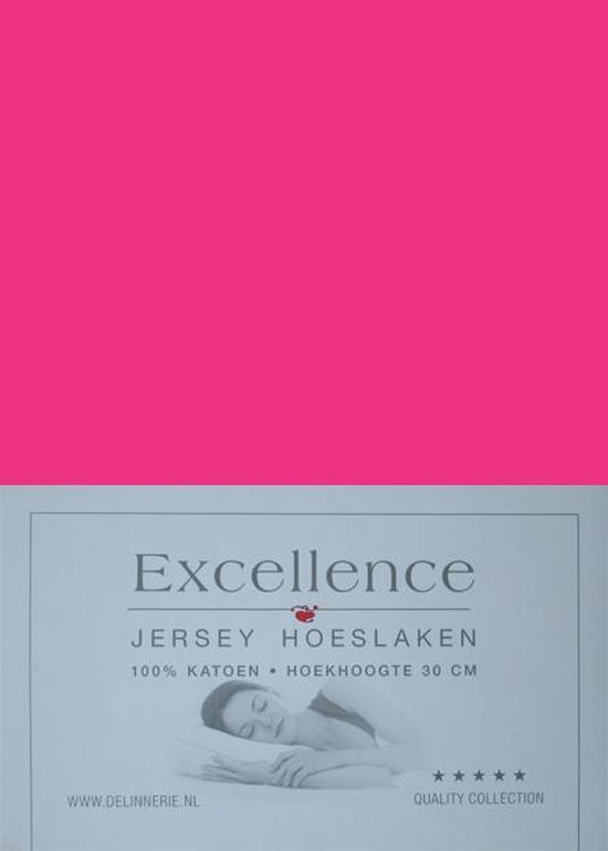 Excellence Jersey Hoeslaken - Tweepersoons - 160x200/210 cm - Fuchsia