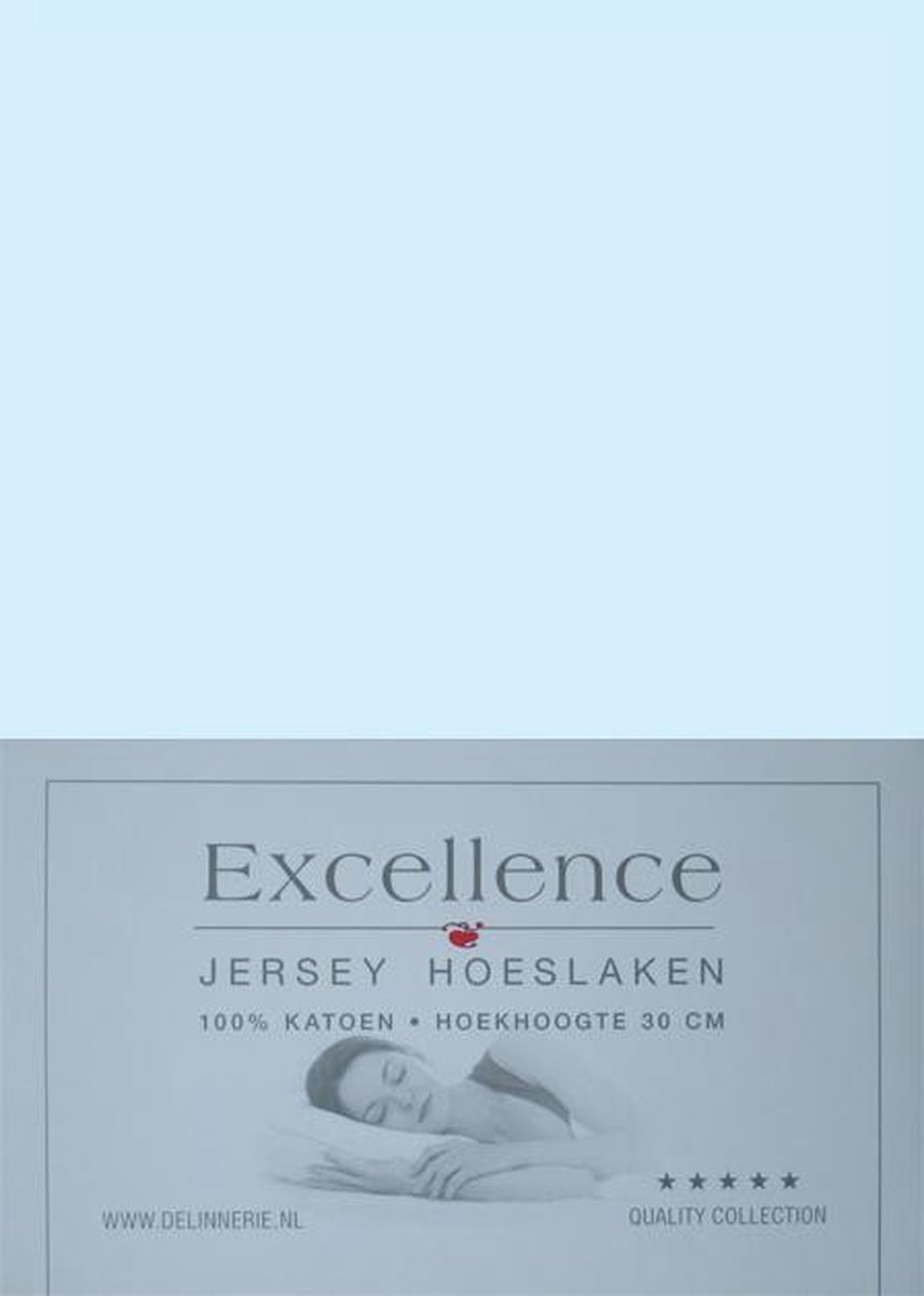 Excellence Jersey Hoeslaken - Eenpersoons - 90/100x210/220 cm - Light Blue