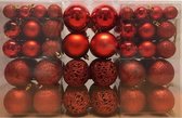 100x Rode kunststof kerstballen 3, 4 en 6 cm - Glans/mat/glitter - Rood - Kerstboom versiering/decoratie