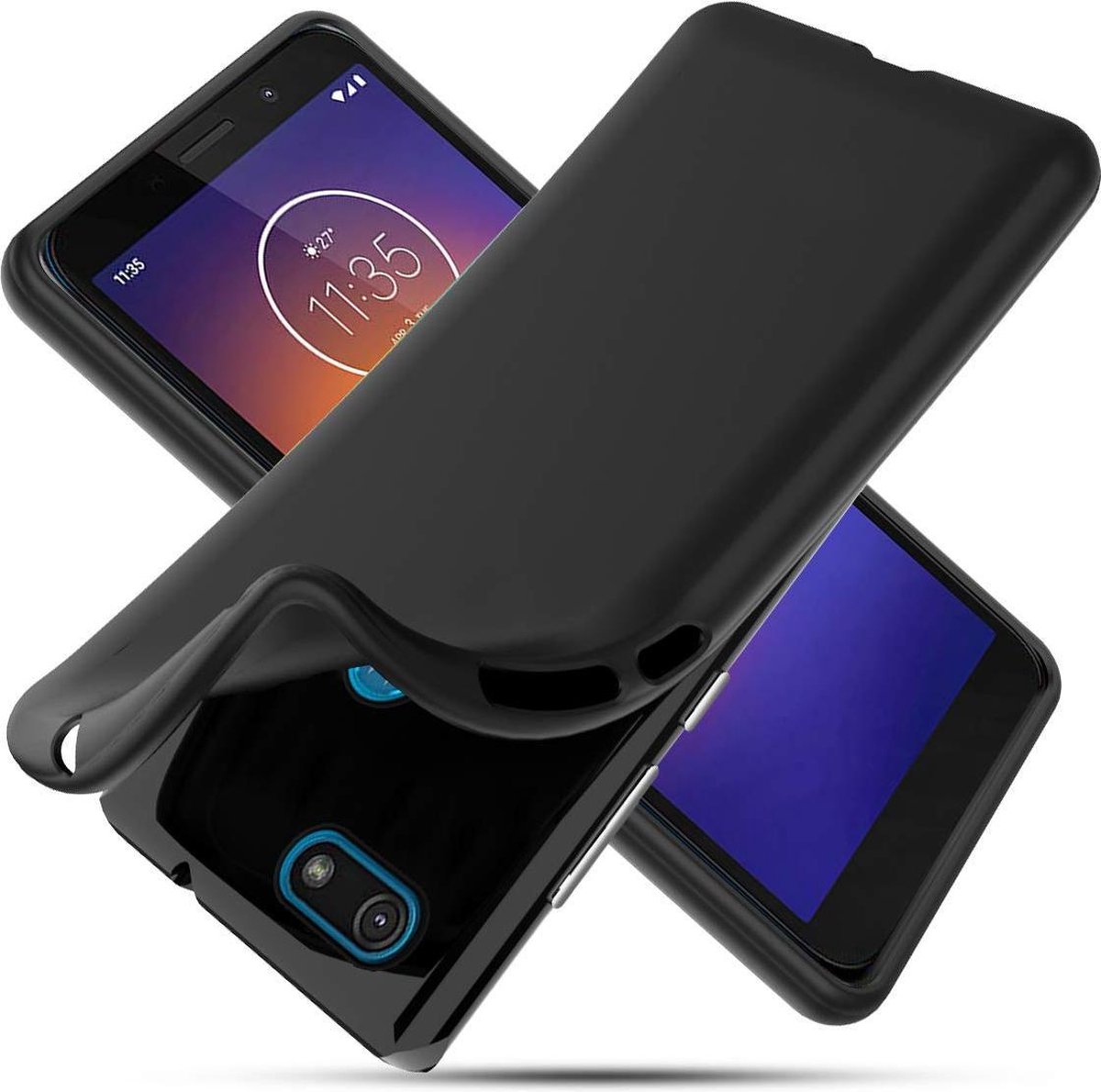 HB Hoesje Geschikt voor Motorola Moto E6 Play - Siliconen Back Cover - Zwart