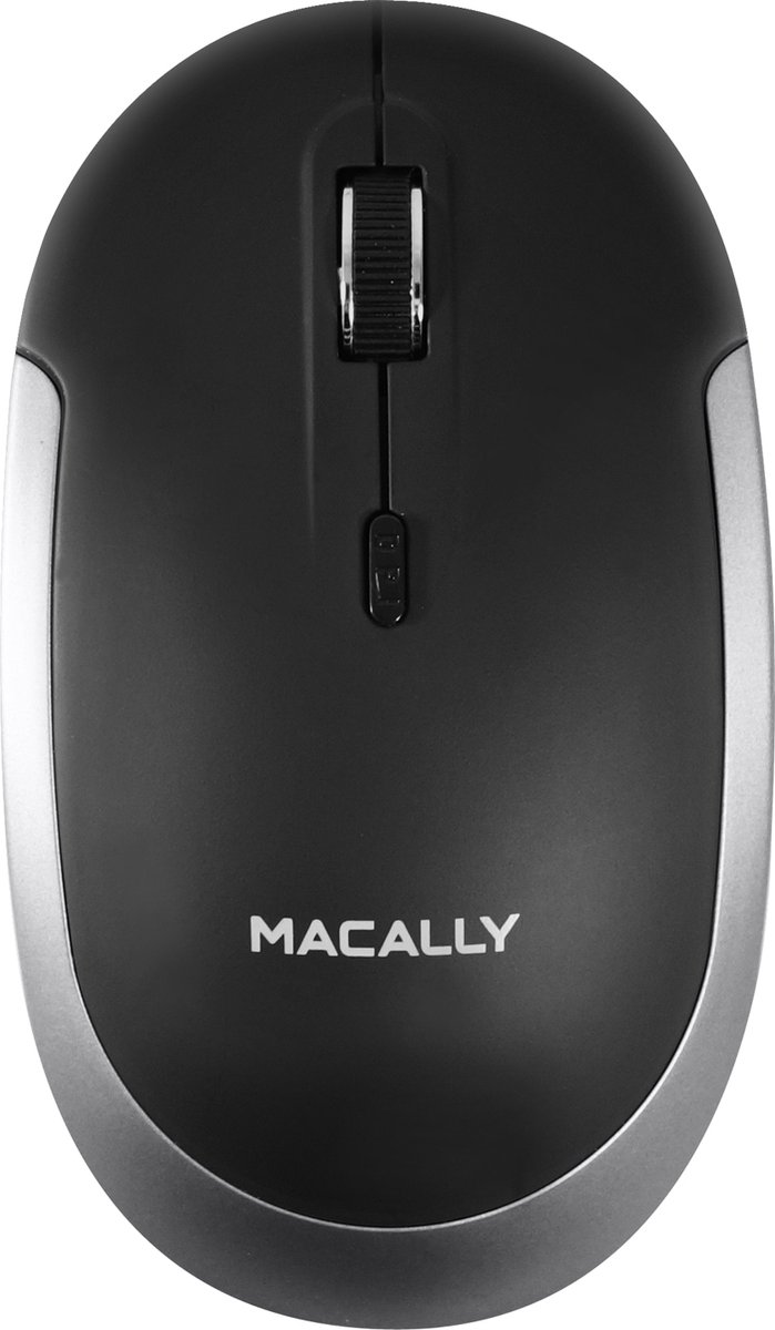 Macally BTDYNAMOUSE-SG Optische draadloze Bluetooth muis met een stille klik - Zwart/Spacegray - Werkt met twee AAA-batterijen (inbegrepen)
