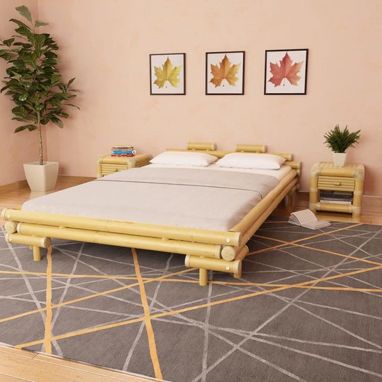 Cadre de lit Bambou (avec horloge Led LW) 140x200 cm - Cadre de lit avec  sommier à... | bol