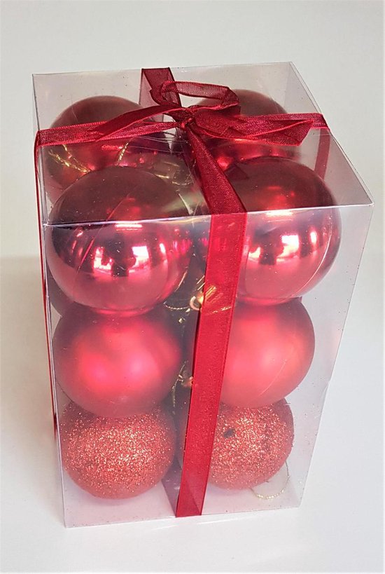 Kerstballen set Rood 3 varianten - 12 kerstballen | bol