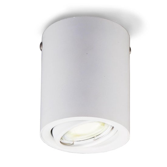B.K.Licht - Plafondspot - witte opbouwspot - met 1 lichtpunt - Ø8cm - met GU10 fitting - kantelbaar - 3.000K - 400Lm - 5W
