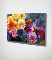 Colorful Flowers - 120 x 80 cm - Bloemen - Schilderij - Canvas - Slaapkamer - Wanddecoratie  - Slaapkamer - Foto op canvas