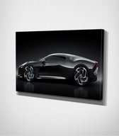 Bugatti La Voiture Noire Canvas - 100 x 70 cm - Auto - Schilderij - Canvas - Slaapkamer - Wanddecoratie  - Slaapkamer - Foto op canvas