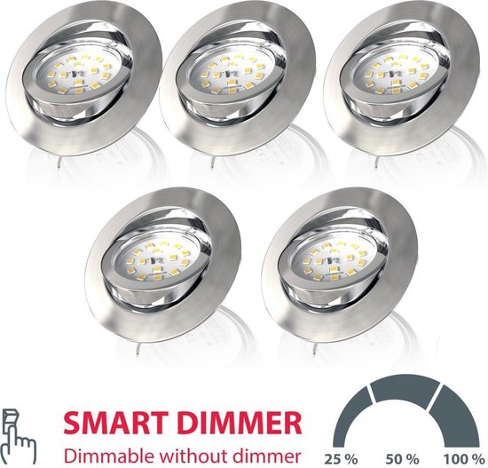 B.K.Licht - Inbouwspot - LED - 5 stuks - voor binnen - dimbaar - kantelbaar  - ronde -... | bol.com