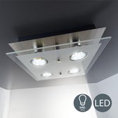 B.K.Licht - LED Plafondlamp - 4 lichtpunte - met glas - woonkamer plafonniére - met GU10 fitting - 3.000K - 250Lm - 3W