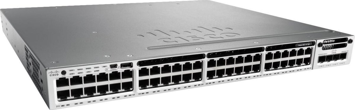 Cisco Catalyst WS-C3850-48T-L netwerk-switch Managed Zwart, Grijs