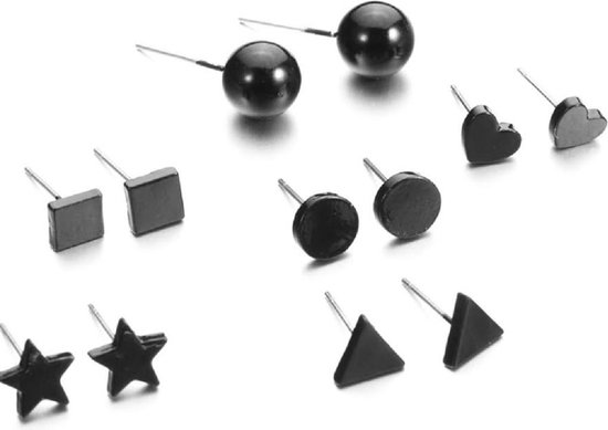 6- delige- zwarte- oorbellen- set | bol.com