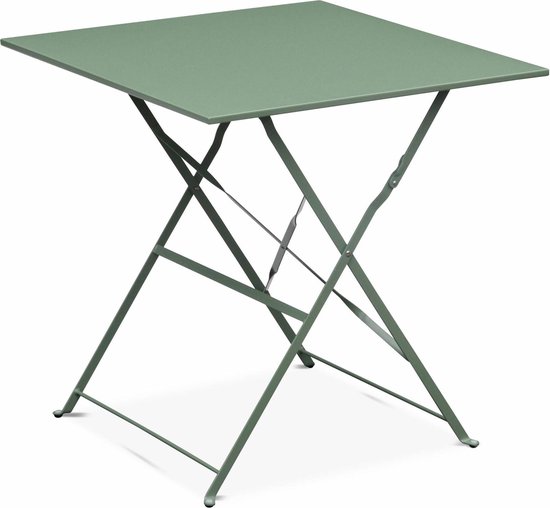 Outsunny Tuinset, Vierkante Eettafel voor de Tuin, Balkon Tafel voor 4 Personen, Terrastafel met Gehard Glas Tafelblad, Aluminium, Zwart, 80 x 80 x 74 cm