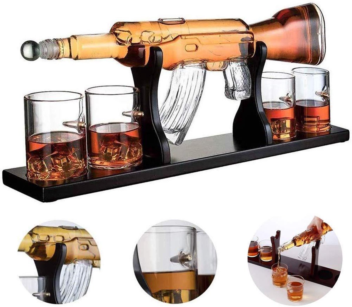 Cadeaus voor mannen papa, Kollea whiskykaraf set met glazen, unieke verjaardagscadeaus voor hem, echtgenoot, opa, coole tequila-likeurdispenser voor thuisbar