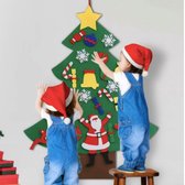 Vilten Kinderkerstboom met herbruikbare versieringen - Muur kerstboom - Doe het zelf kerstboom - December versiering & Feestdecoratie - Kerstversiering