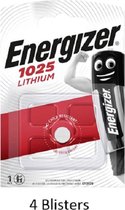 4 stuks (4 blisters a 1 stuk)  Energizer Lithium CR1025 3V