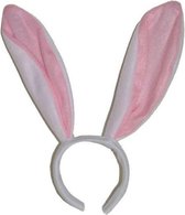bunny oortjes haarband wit / roze - Konijn / haas oren