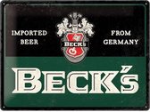 Beck's Beer Grunn Metalen Bord 30 x 40 cm
