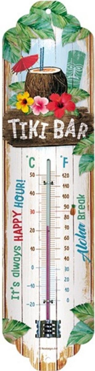 Nostalgic Art Binnen/buiten thermometer - Tiki Bar - Wit - metaal - 28 x 6.5 cm
