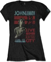 John Lennon Dames Tshirt -M- Live In NYC Zwart