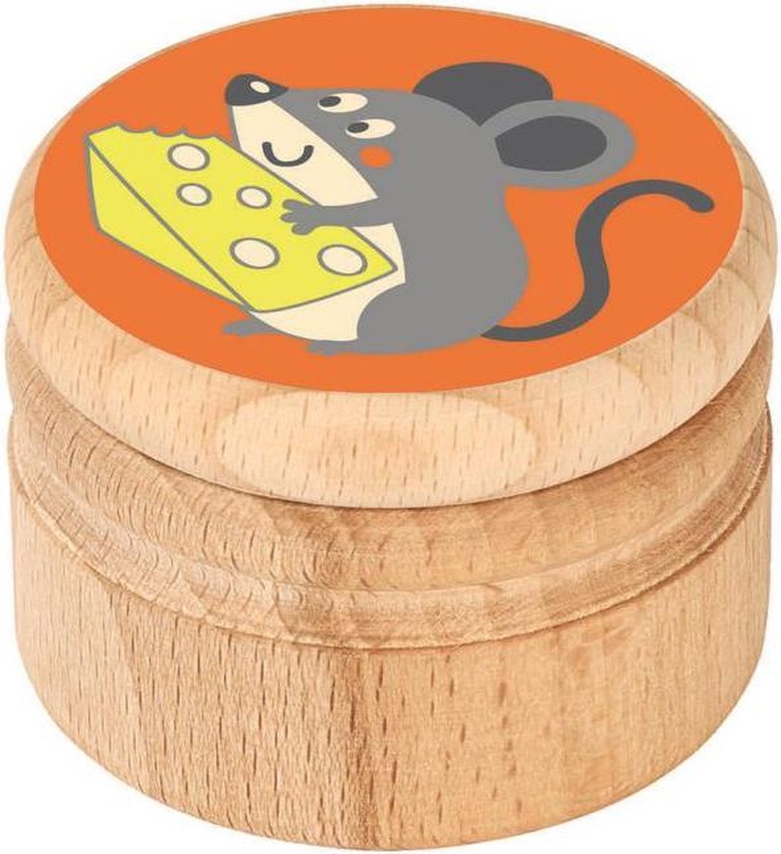 melktandendoosje Muis oranje - hout haarlokdoosje melktandendoosje Muis oranje - hout haarlokdoosje