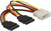 Molex (m) - 2x SATA (v) splitter - 0,15 meter