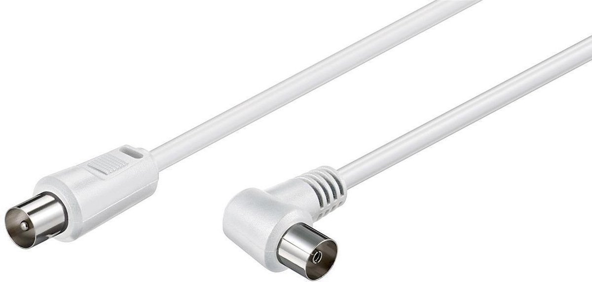 IEC (m) recht - IEC (v) haaks coaxkabel - wit - 10 meter