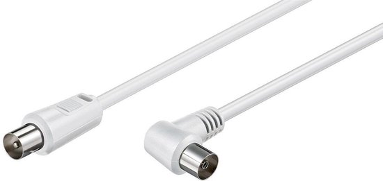 S-Impuls IEC (m) droit - Câble coaxial coudé IEC (f) - blanc - 10 mètres