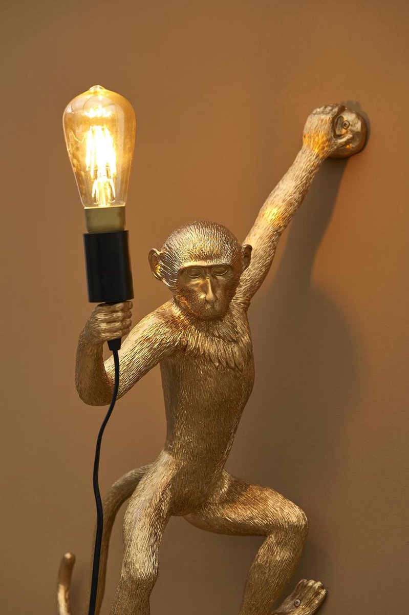 Timba - Monkey - Hanglamp - Aap - Wandlamp - Goud/Zwart | bol.com