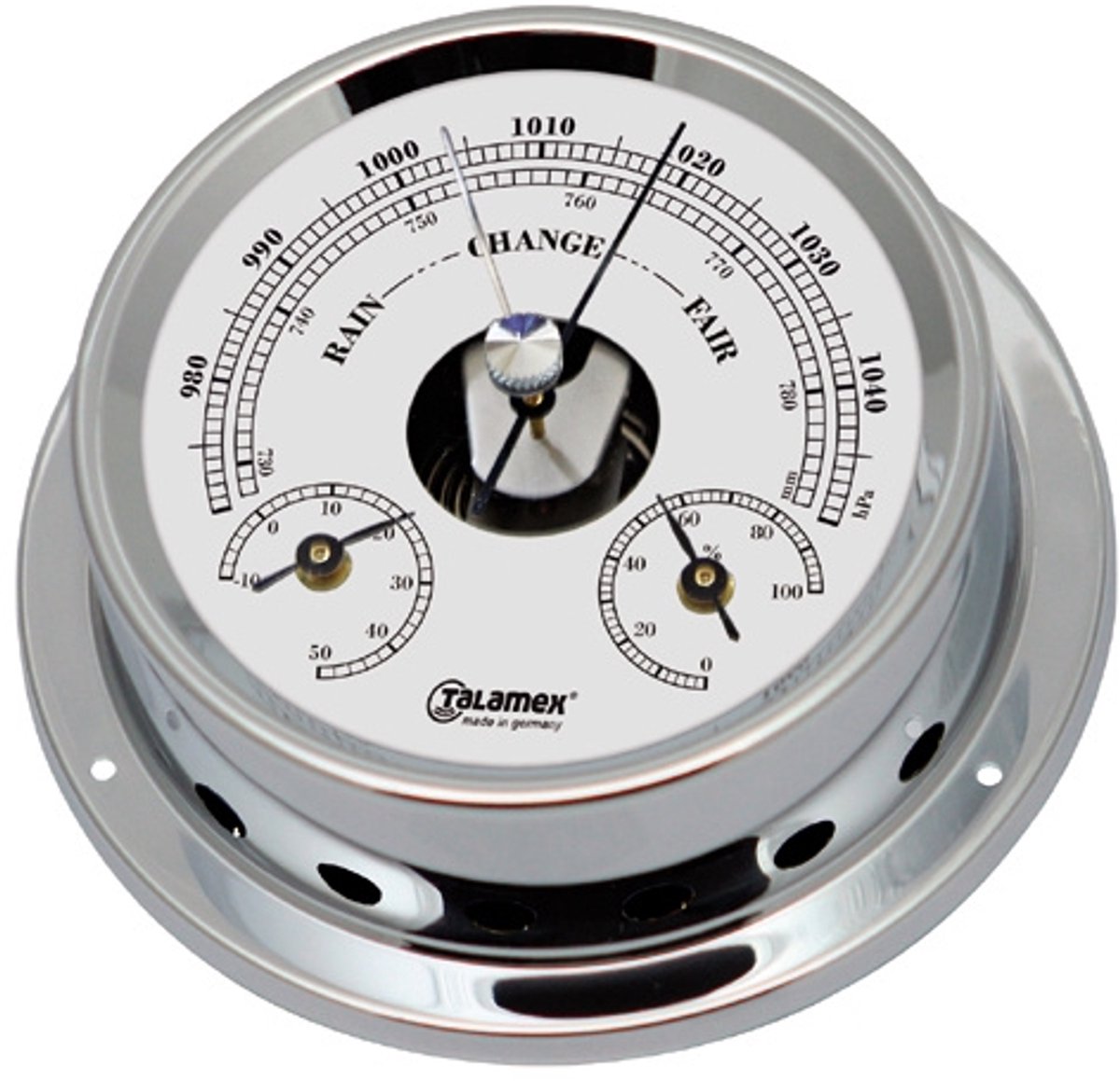 Talamex Klok, baro en thermo-hygrometer Barometer verchroomd 125/100mm