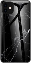 Marmer Back cover voor Apple iPhone 11 Pro - Zwart - Wit - TPU + Gehard Glas Hoesje