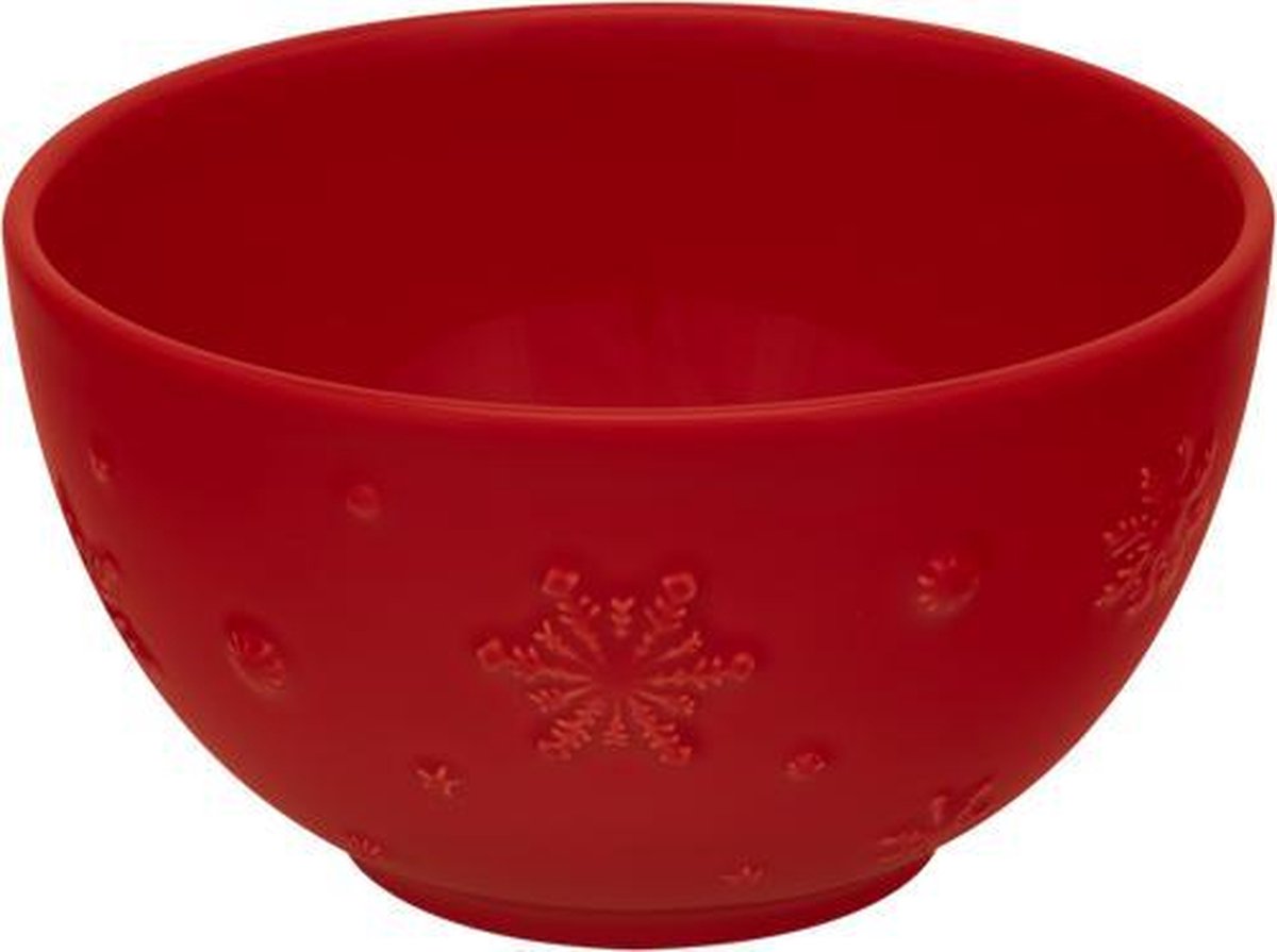 Kerstservies Snowflakes Rood Bowl - Bordallo Pinheiro - Set van 2 stuks