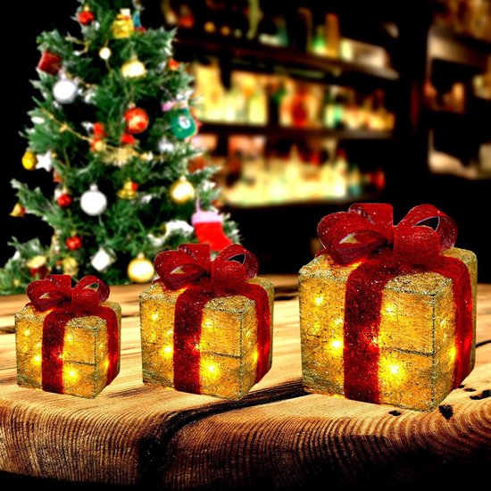 kust Leerling ontbijt Kerstverlichting geschenkdozen set van 3 | Diverse kleurcombinaties  mogelijk | Kerst... | bol.com